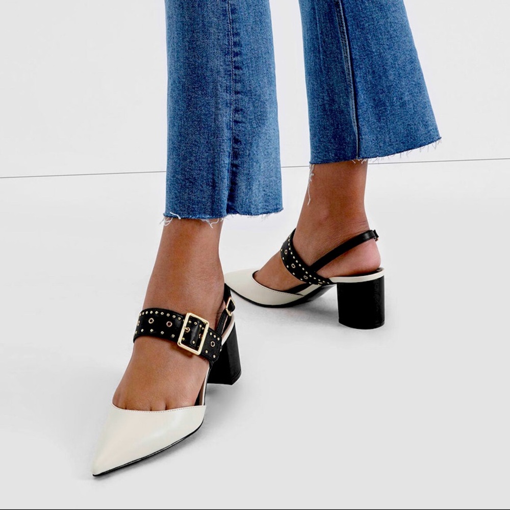 Charles & Keith Studded Pointed Slingbacks